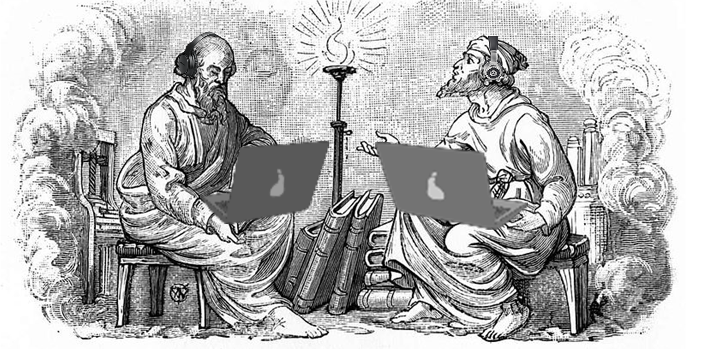 the brothers sabey logo with headphones